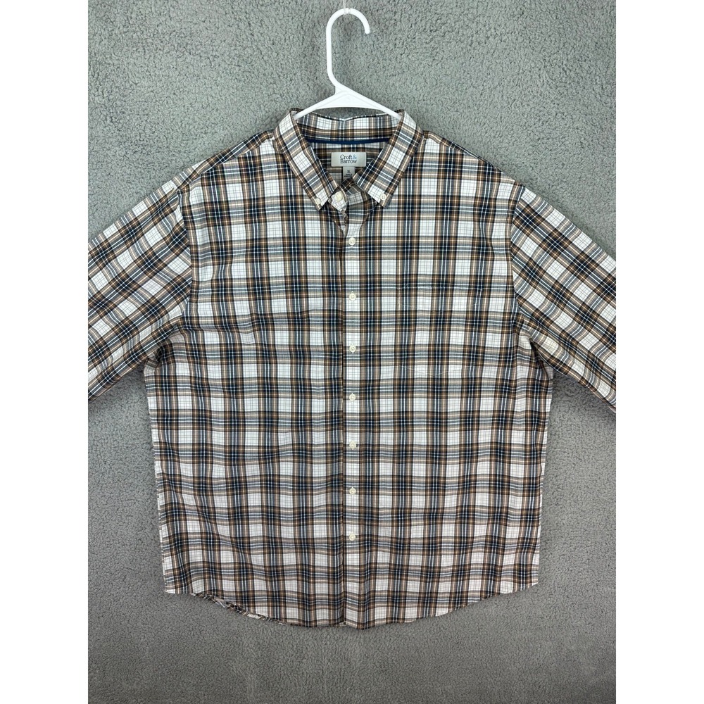Croft Barrow Shirt Mens XL Plaid Non-Iron Classic Fit Button Down Preppy - Picture 1 of 8